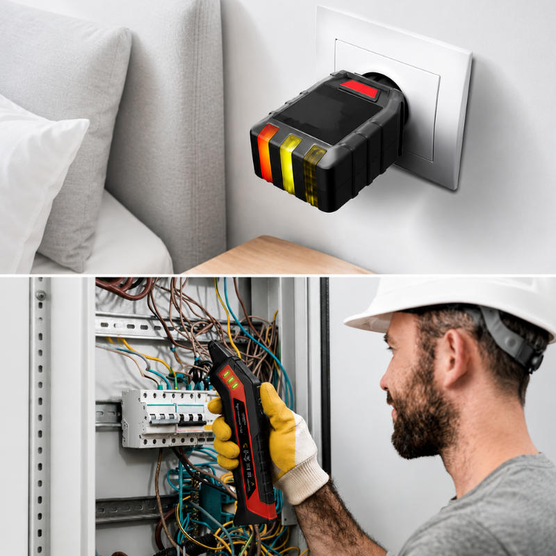 Détecteur de Disjoncteur NF-8401 avec Testeur de Prises et Détection NCV